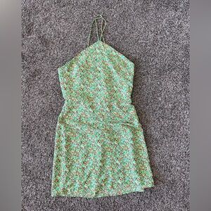 Fashion Union Tall mini dress with high halter neck in ditsy floral